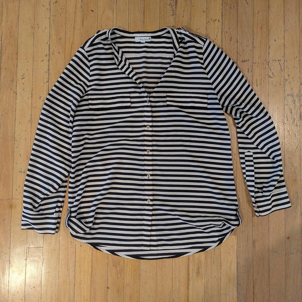 Calvin Klein Monochrome Striped Button-Down Shirt